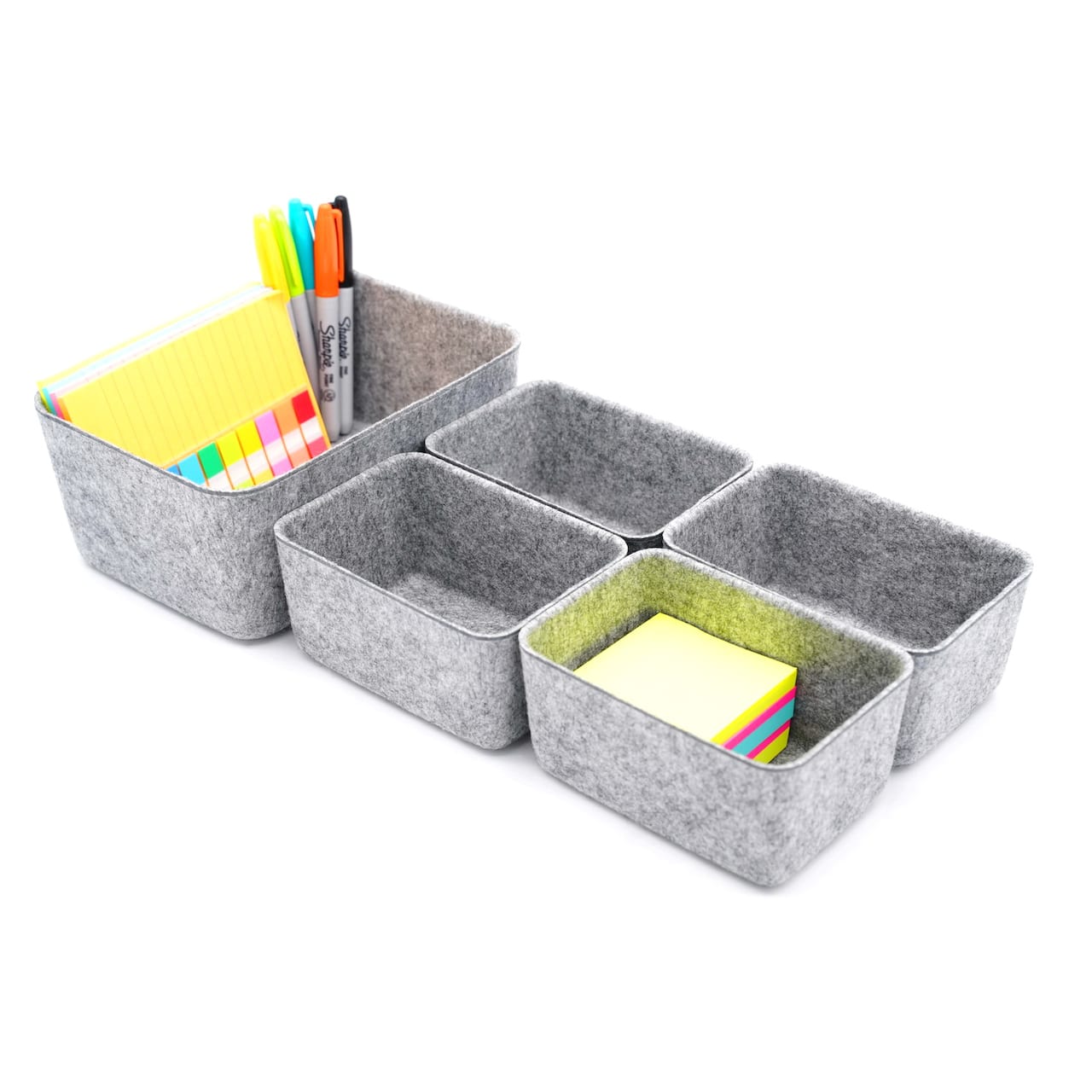 Welaxy Felt 5 Piece Drawer Organizer Bins